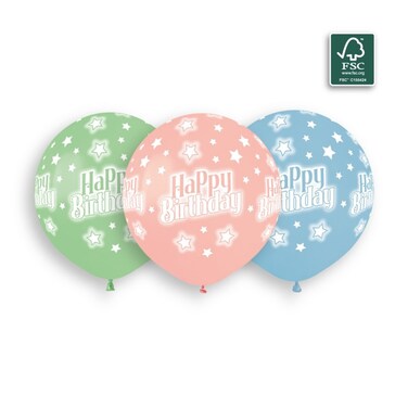 19" Latex Balloon Happy Birthday 3Ct