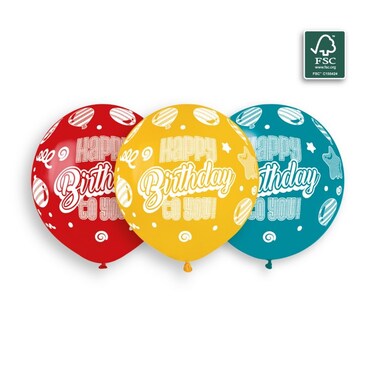 19" Latex Balloon Happy Birthday To You 3Ct