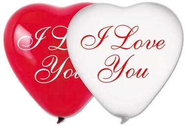 17" I Love You Balloon Red/White Latex Bln 25ct