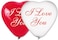 17" I Love You Balloon Red/White Latex Bln 25ct