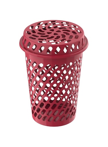 Cosmoplast 65L Round Tall Laundry Bin, Dark Red
