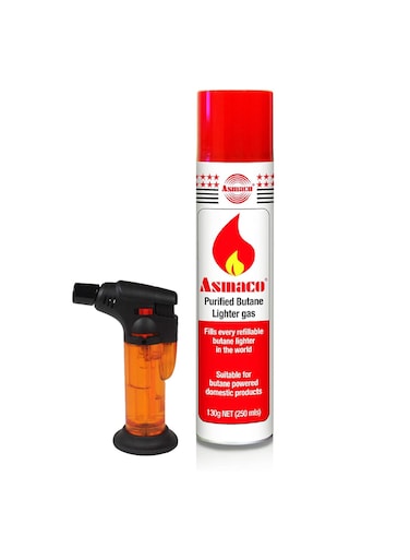 Purified Lighter Refilling Gas 200ml with Multiple Nozzle Heads &acirc;&euro;&ldquo; Universal Butane Gas Refill for Torch, Cigar, BBQ &amp; Kitchen Lighters &acirc;&euro;&ldquo; Includes 1 Bonus Refillable Lighter