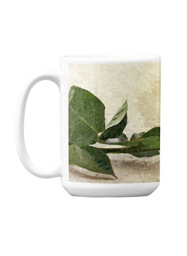 Ceramic Flower Printed Coffee Mug White 9.2 x 7.7cm