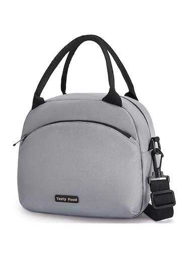 Tazweeq Insulated Lunch Tote Bag,Adjustable Shoulder, Large Capacity Lunch Bag, Double Layer Reusable Lunch Box for Office, Picnic, Leak Proof Cooler Bag（Grey）