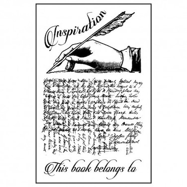 Stamperia stamp hand with feather, text WTKCC134