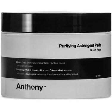 Anthony Witch Hazel Pads Pore Cleaner: 60 Count, Purifying Astringent Cleansing Toner Pads &acirc;&euro;&ldquo; Aloe Vera, and Citrus Mint, Eliminate Impurities, Minimize Pores and Control Shine