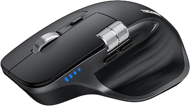 TECKNET Wireless Mouse, Bluetooth Mouse (BT5.3/5.0 &amp; 2.4G) Rechargeable Ergonomic Optical Mouse with 6 Adjustable DPI, Side Scroll, Quiet Clicks, USB A Receiver, 7 Buttons, Wide Compatibility - Black