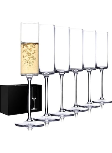 Crystal Champagne Flutes - Hand Blown Champagne Glasses with Long Stem - Elegant Sparkling Wine Stemware - Unique Gift for Birthday,Wedding, Anniversary (Color : A)