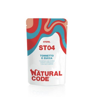 Natural Code Steril 04 Tuna &amp; Pumpkin Wet Cat Food Pouch - 70G Pack of 2
