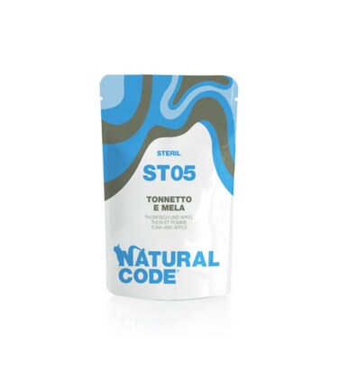 Natural Code Steril 05 Tuna &amp; Apple Wet Cat Food Pouch - 70G Pack of 2
