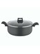 Non-Stick Casserole, Stockpot And Stewpot With Glass Lid 5 Layer PTFE Spray Coating Black 30cm