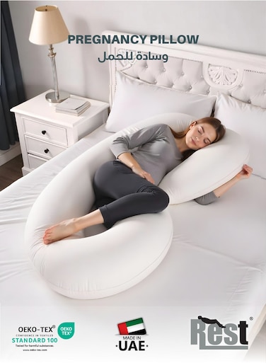 Pregnancy Pillow 80 X 130 cm Extra Smooth White Maternity Full Body Pillow For Pregnant Women for Back , Hip , Neck and Knee Support