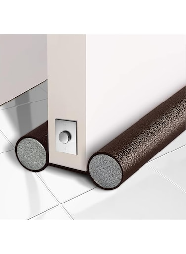 FUIN Door Draft Stopper, 1 Pcs Under Door Draught Excluder, Noise Blocker Draft Stopper, Prevent Bugs Coming Draught Excluder for Bottom of Door Keeping Warm (Brown)