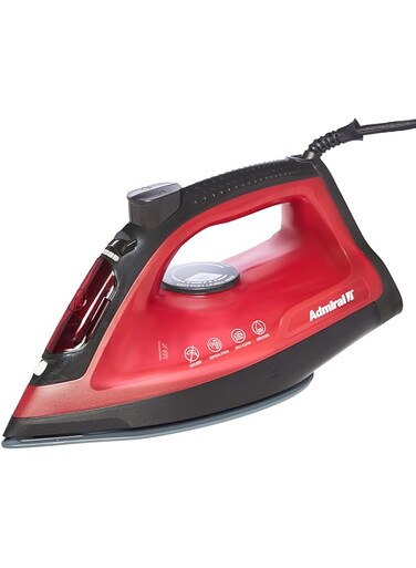 Admiral 2400W Steam Iron With Ceramic Soleplate, Auto Shut -Off Function, 320ML Water Tank, Steam &amp; Water Spray Button, Self-Clean, Red/Black, ADSI2400P, 1 Year Warranty.