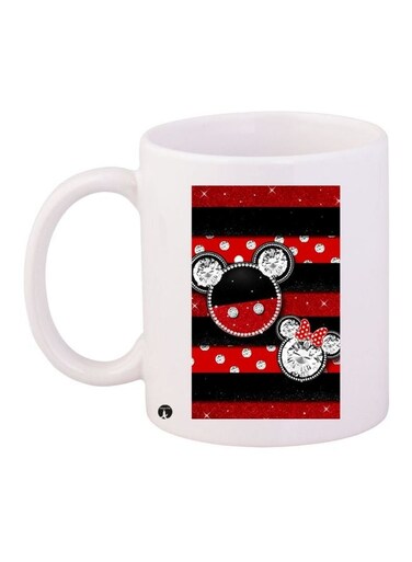 Mickey Mouse Printed Coffee Mug White/Black/Red 11ounce