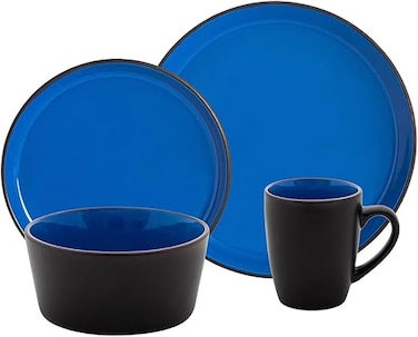 Safdie &amp; Co. Designer Dinnerware Set, 16 Piece - Dinner Plates, Salad Plates, Bowls And Mugs (Sapphire)