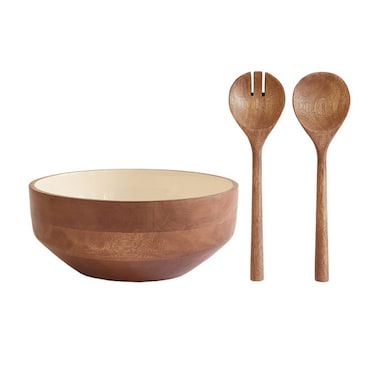 Home Inspiration by Safdie &amp; Co. &ndash; 3 Piece Enameled Mango Wood Serving Bowl Set