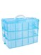 3-tier stackable storage container with 30 adjustable compartments, blue plastic craft storage box, divider with beads, toys, dolls, paper tape, nails, thread