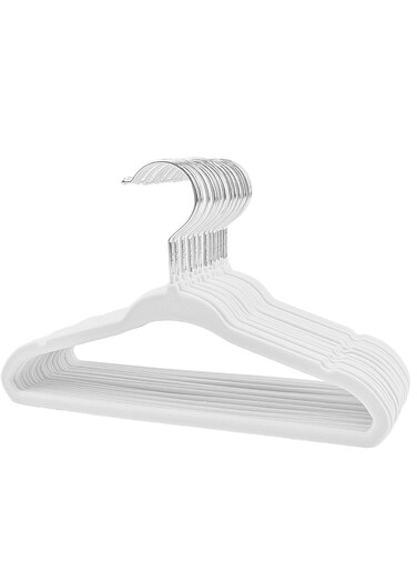 East 20 Piece Kid Velvet Hangers - Nursery Clothes Hangers Non Slip Toddler Hangers, 360 Degree Swivel Hook, White 16.99x28cm