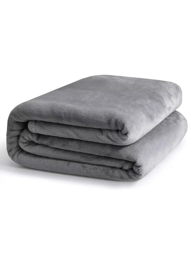 HOME &Acirc;&reg; 300 GSM Premium Plush Single Blanket for Bed, Sofa, Couch, Travel and Camping AC Blanket   150x220 cm   Grey   SOLID MINK