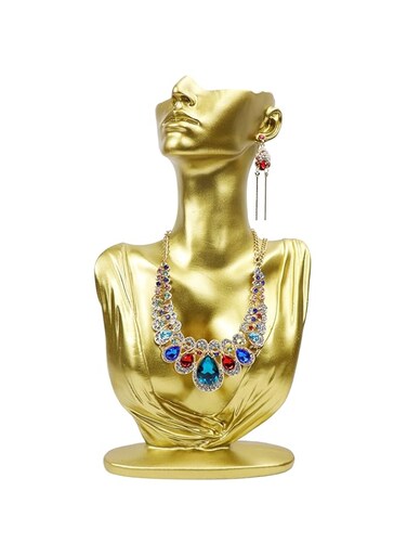 Homeanda White Resin Necklace Pendant Chain Earring Jewelry Jewellry Bust Mannequin Organizer Holder Stand (Goden, XL)