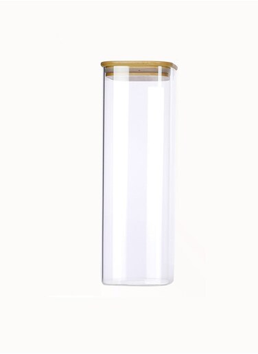Square Glass Food Storage Container - Airtight Bamboo Lids - Food Storage Box - Storage Boxes - Kitchen Cabinet Organizers - Glass Food Container - Clear 2300ML
