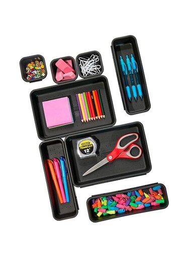 Madesmart 8-Piece Interlocking Bin Pack-Carbon Collection Customizable Multi-Purpose Storage, Durable, Easy To Clean &amp; Bpa-Free