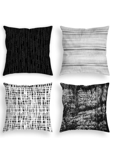 Set of 4 Black Throw Pillows for Couch, 18"x18" Decorative Throw Pillow Covers, Boho Gray Modern Pillowcases for Sofa Bed Bedroom, Abstract Geometric Grey White Black