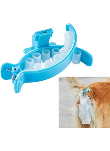 Rayyan Hands Free Pet waste Collector Soft Silicone Clip Tail Holder Container Size S with 20 pcs waste bags