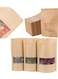 Kraft Paper Pouch, Reusable Grip Food Seal Bags, Zip Lock Stand Up Bags Pouches with Matte Window, Storage Packing Bag for Coffee Bean Tea Leaf and Snacks 50 Pack (8.6 * 5.5inch)