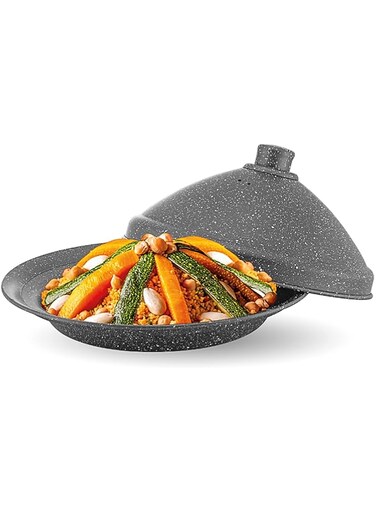 Hascevher Tajin Germanitium Pot, Tajine with Ceramic Cone-Shaped Lid   Non stick Granite pattern طاجن هاشيفر من تركيا (26 CM)