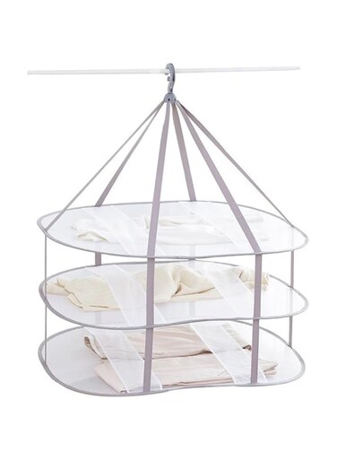 Looca 3-Tier Folded Mesh Clothes Hanging Dryer Sweater Drying Rack 30.3" L 24.5" W30.7 H