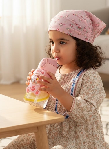 600ml/20.3oz Portable Cute Cartoon Kid Water Bottle, Flip Top Straw Water Cup With Strap, Suitable For Outdoor Sports, Fitness, Travel