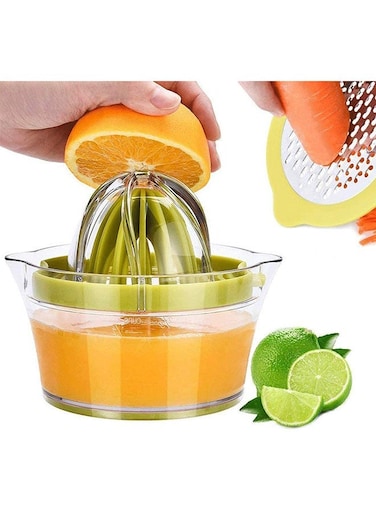 lemon orange juicer manual hand press with built-in measuring cup and grater