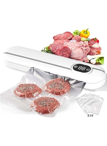 DORAIMI123 Vacuum Sealer, 2024Upgraded Automatic Food Preservation Vacuum Sealer Machine, Food Sealing Machine Light Weight Food Saver (White, with 10 bags)