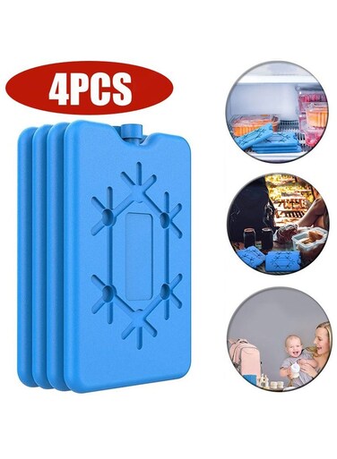 4 Pcs Reusable Ice Packs for Lunch Box - Ultra Thin Freezer Packs for Coolers, Long-Lasting Cooling Gel Packs for Work/School/Picnic/Camping, Food Freshness Cooler Bag Accessories with Lightweight Design