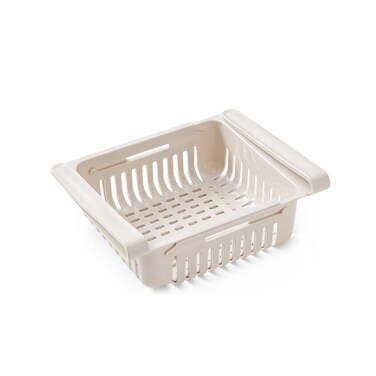 Inch Retractable Fridge Organizer Pull Out Drawer Clip On Under Shelf Basket Beige 20*8*16cm