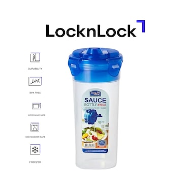 LocknLock 690ml Round Sauce Mixer Bottle with Drainer Grate &ndash; Airtight, BPA-Free, Microwave, Freezer &amp; Dishwasher Safe