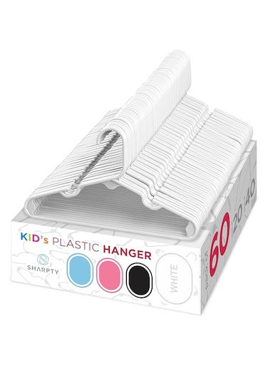 Sharpty Children's Hangers Plastic, Kids Hangers Ideal for Everyday Standard Use, Baby Hangers (Kids 60 Pack)
