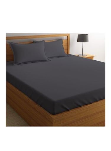King Size Dark Gray Soft Wrinkle Free Microfiber Bed Sheet Set with Pillow Covers 1 Flat Sheet 260X267cm 1 Fitted Sheet 200X203cm 2 Pillowcases 50X101cm