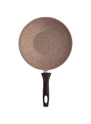 Falez Non-Stick Granite Frying Pan Wok, 28 cm Diameter, Creamy