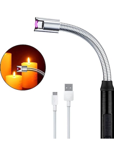 USB Rechargeable Electric Lighter Black/Silver
