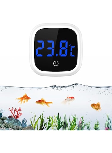 BIGTHREE Digital Aquarium Thermometer High Precision 0.1℃ LED Display Wireless Waterproof Stick On Design for Fish Tank Reptile Terrarium Home Use Durable Temperature Monitor
