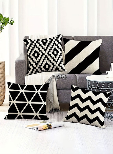 Throw Pillow Covers 18x18 Inch Squre Linen Breathable Modern Geometric Pillow Cushion Case,Decorative Sofa Pillow Case Set for Couch,Sofa,Chair,Car,Bedroom,Living Room