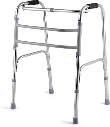 Alain Care Adult Walker Stand Assist Walker Foldable Walking Frame Mobility Aid Armrest Crutch Transit Chair for Elderly, Adults, Seniors Handicap Disabled (STAINLESS STEEL)