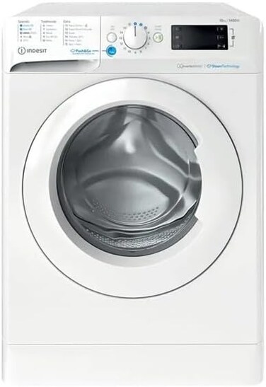 Indesit Mytime 10Kg Front Load Washing Machine With Inverter Motor, Steam Wash,1400 RPM, 16 Washing Programs, Big Digit Display, Child Lock, One Touch Press Push&amp;Wash, BWE-1014XWSVGCC White