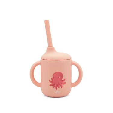 Sassi Junior Silicone Straw Cup &ldquo;Slurpy the Octopus&rdquo; &ndash; Spill-Resistant Baby &amp; Toddler Training Cup, Soft Silicone, BPA-Free