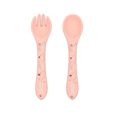Sassi Junior Silicone Cutlery &ldquo;Slurpy the Octopus&rdquo; &ndash; Soft Baby &amp; Toddler Fork &amp; Spoon Set, BPA-Free, Easy-Grip