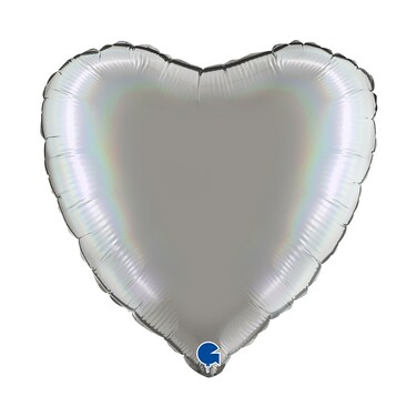 18" Heart Rainbow Holographic Platinum Pure