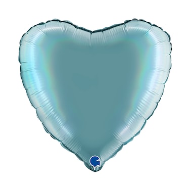 18" Heart Rainbow Holographic Platinum Tenerife Sea
